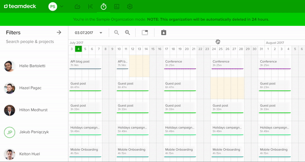 Teamdeck Interface With Team Member Schedules And Workloads GIF