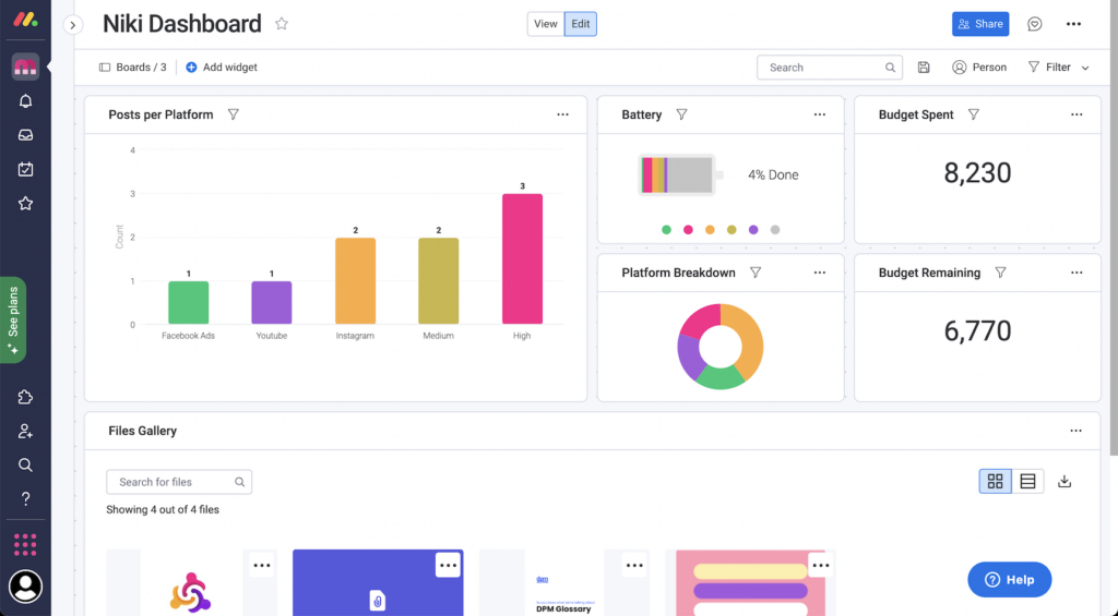 monday.com screenshot - 10 Best Project Dashboards In Software And Apps For 2022
