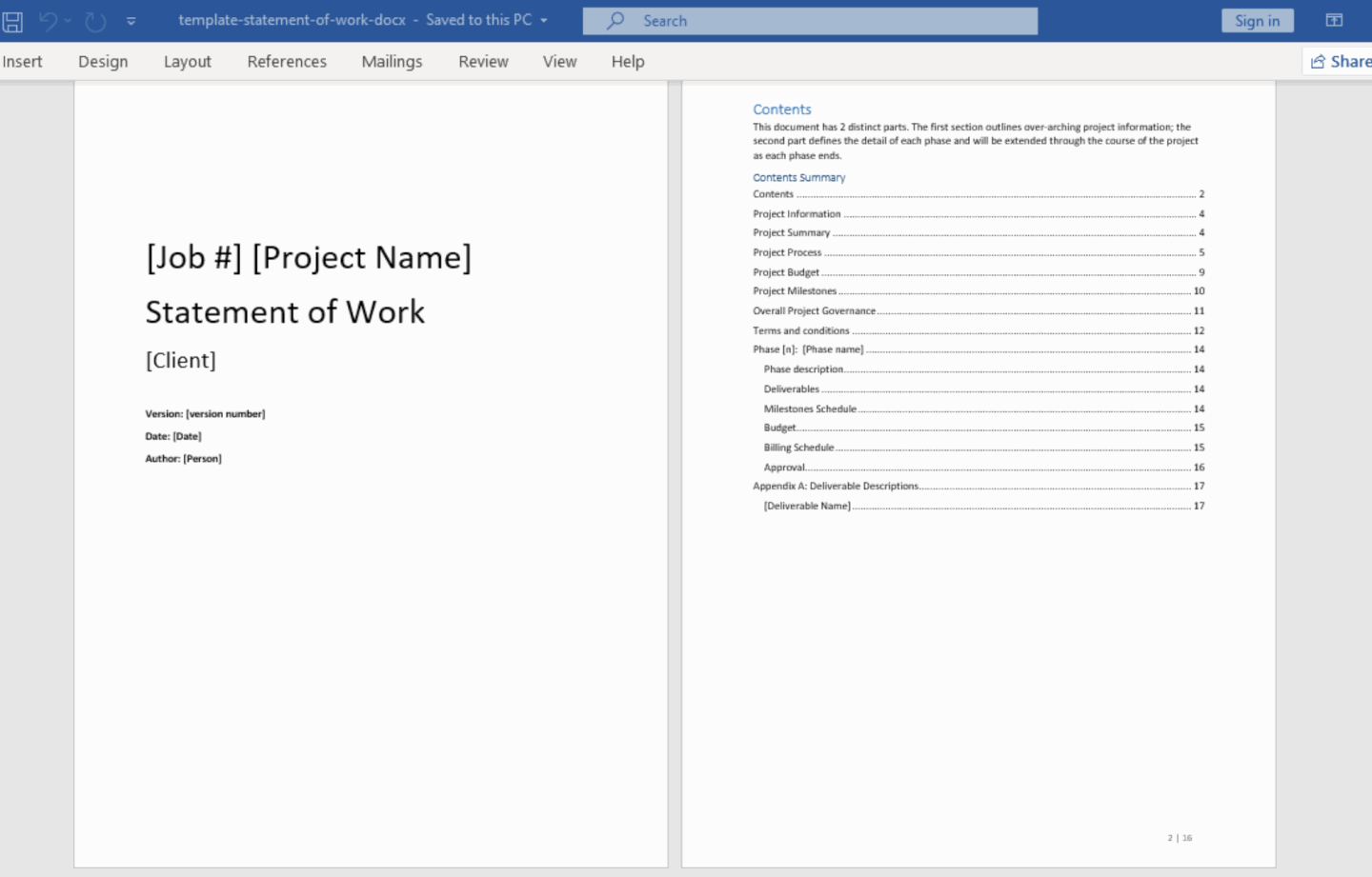 Procurement Statement Of Work In Project Management