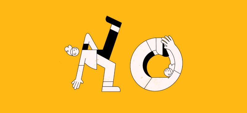 illustration of project managers bending in the shape of the word No