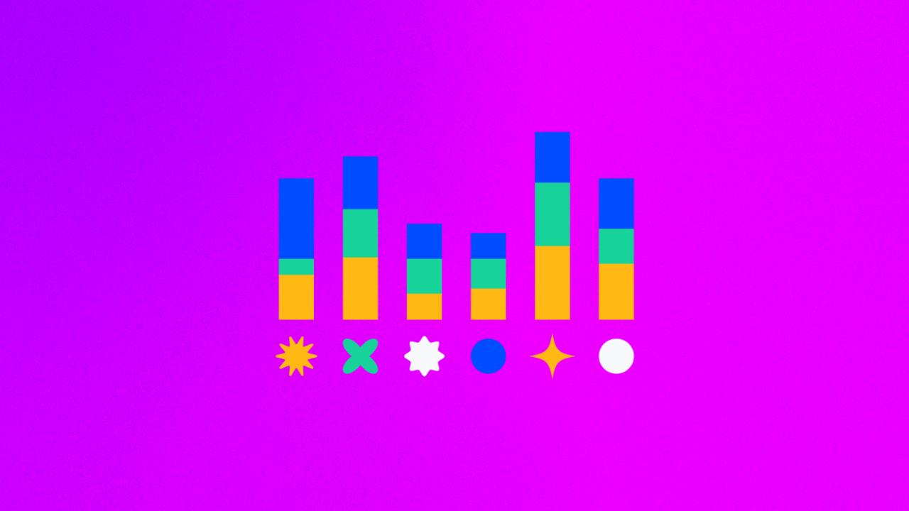 illustration of stacked bar graphs with a symbol representing a resource below for resource utilization metrics