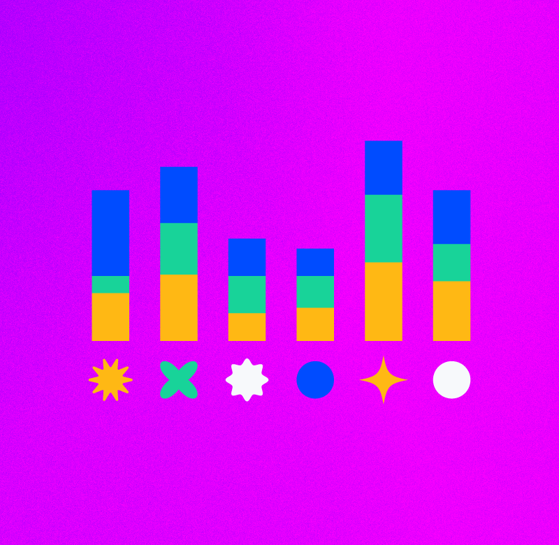 illustration of stacked bar graphs with a symbol representing a resource below for resource utilization metrics