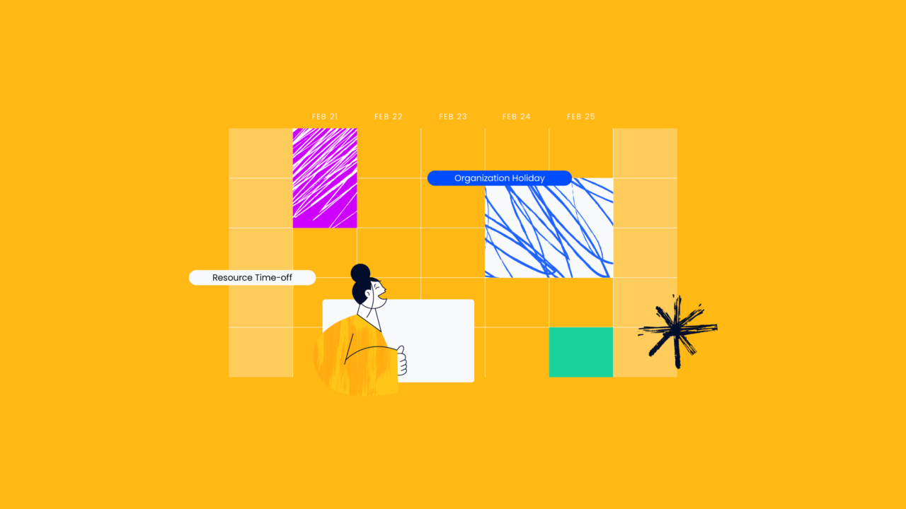illustration of a resource calendar with holidays and time off