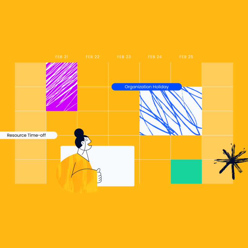 illustration of a resource calendar with holidays and time off
