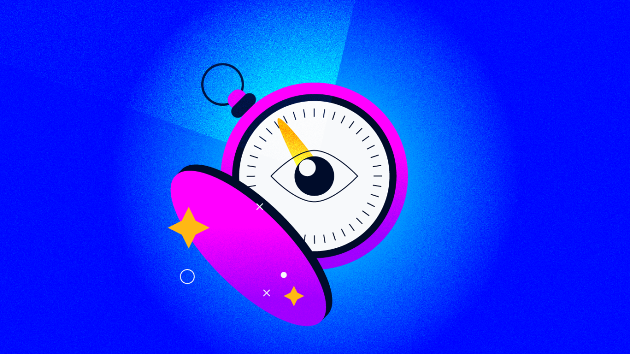 illustration of a stopwatch with an eye on the face on the clock