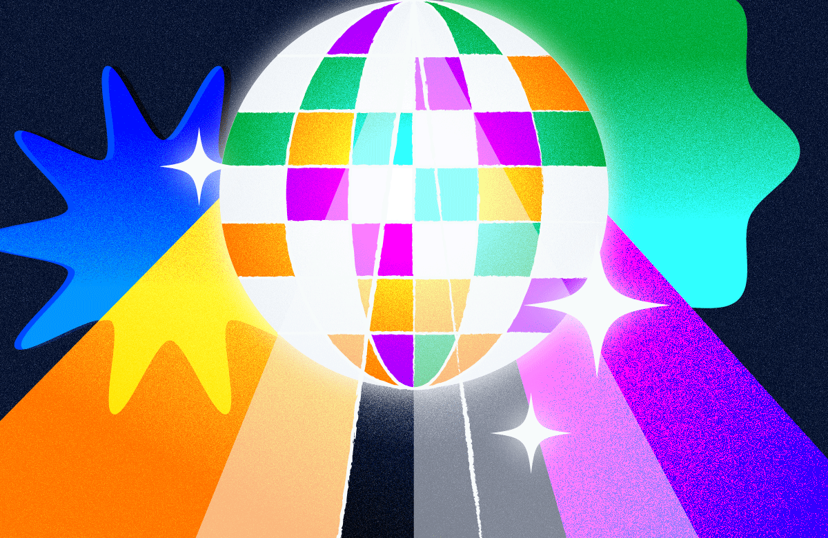 illustration of a disco ball for leading project team transitions