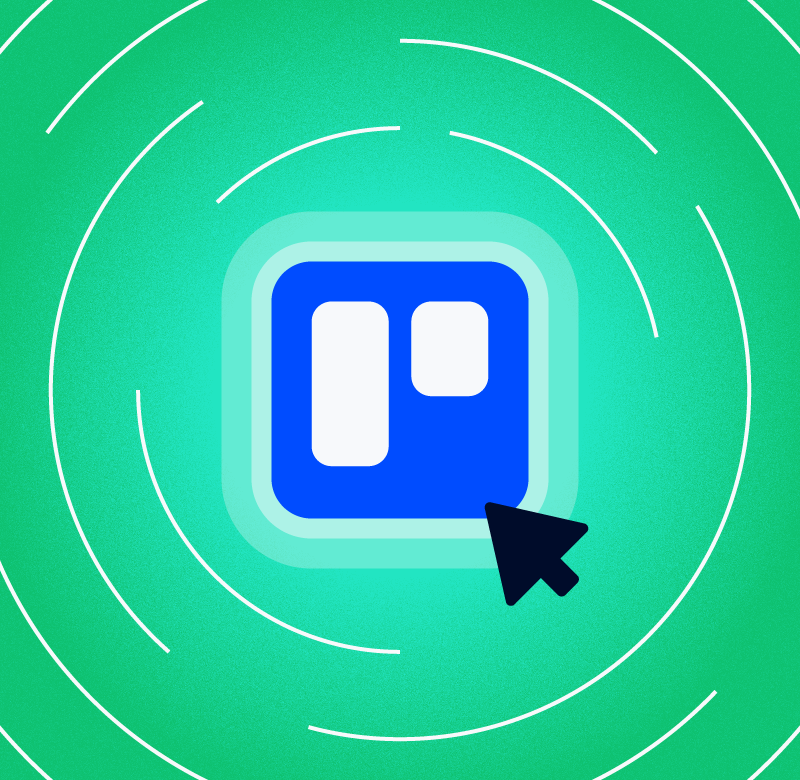 illustration of the trello logo with a cursor hovering over it
