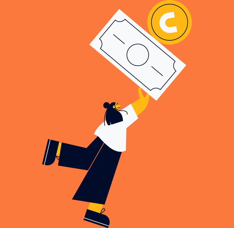 illustration of a project manager reaching for a money symbol for enterprise project manager salary