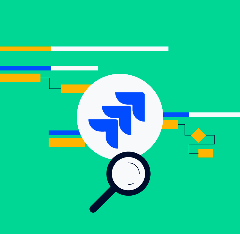 jira logo with a gantt chart in the background