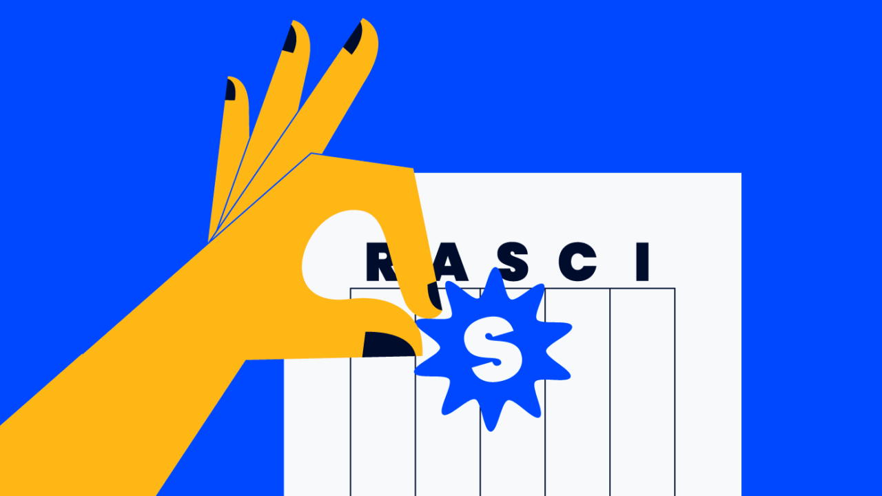RASCI chart with a project manager holding an "S" in front of it