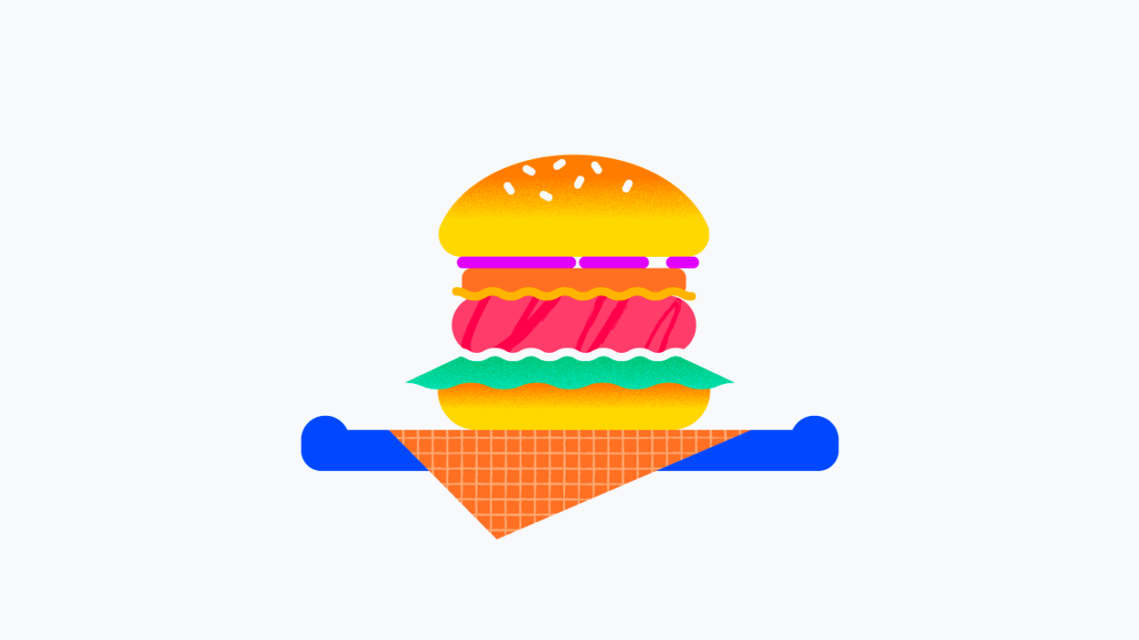 a burger on a platter for waterfall-agile sandwich model