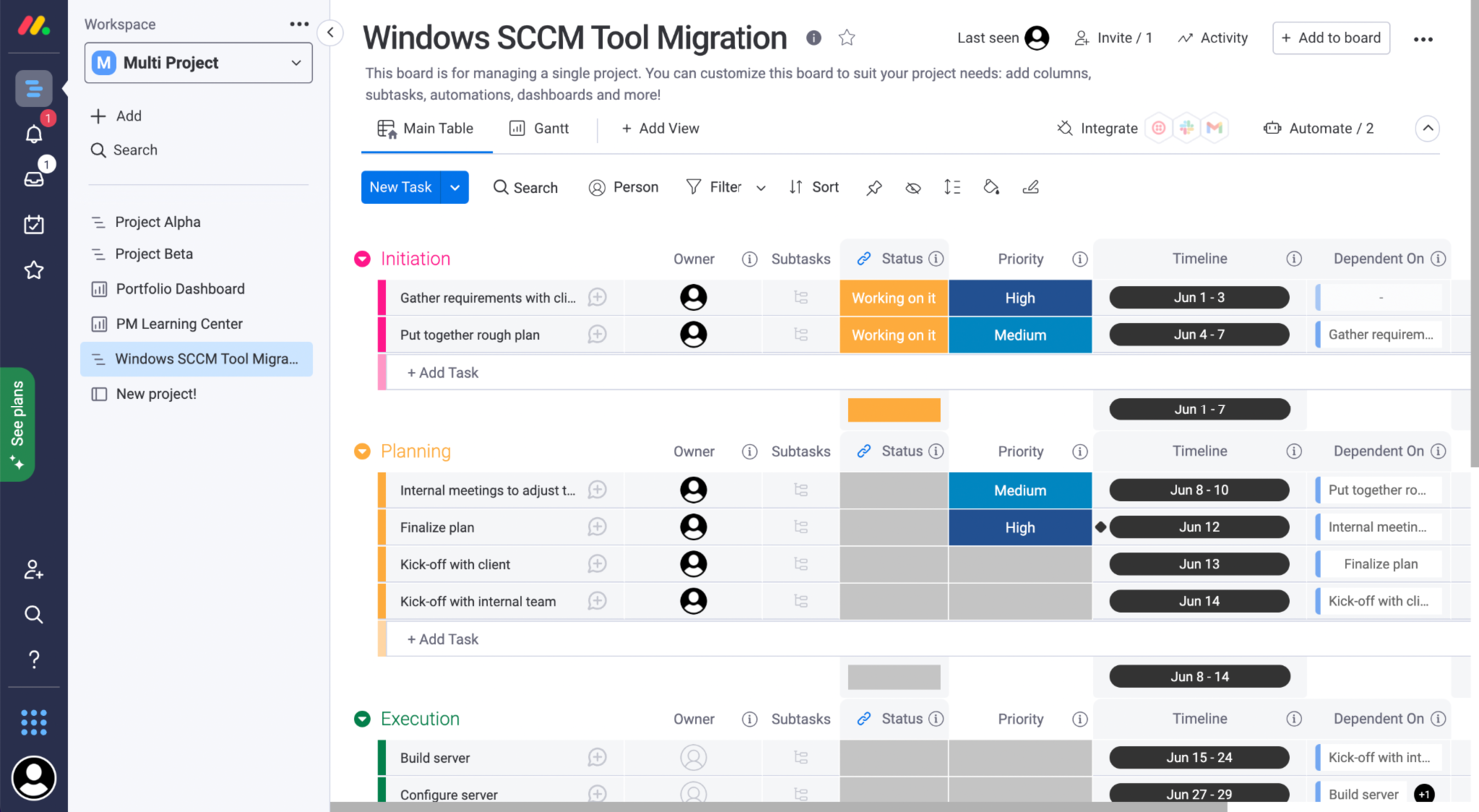 monday.com screenshot - The 10 Easiest Project Management Software In 2023