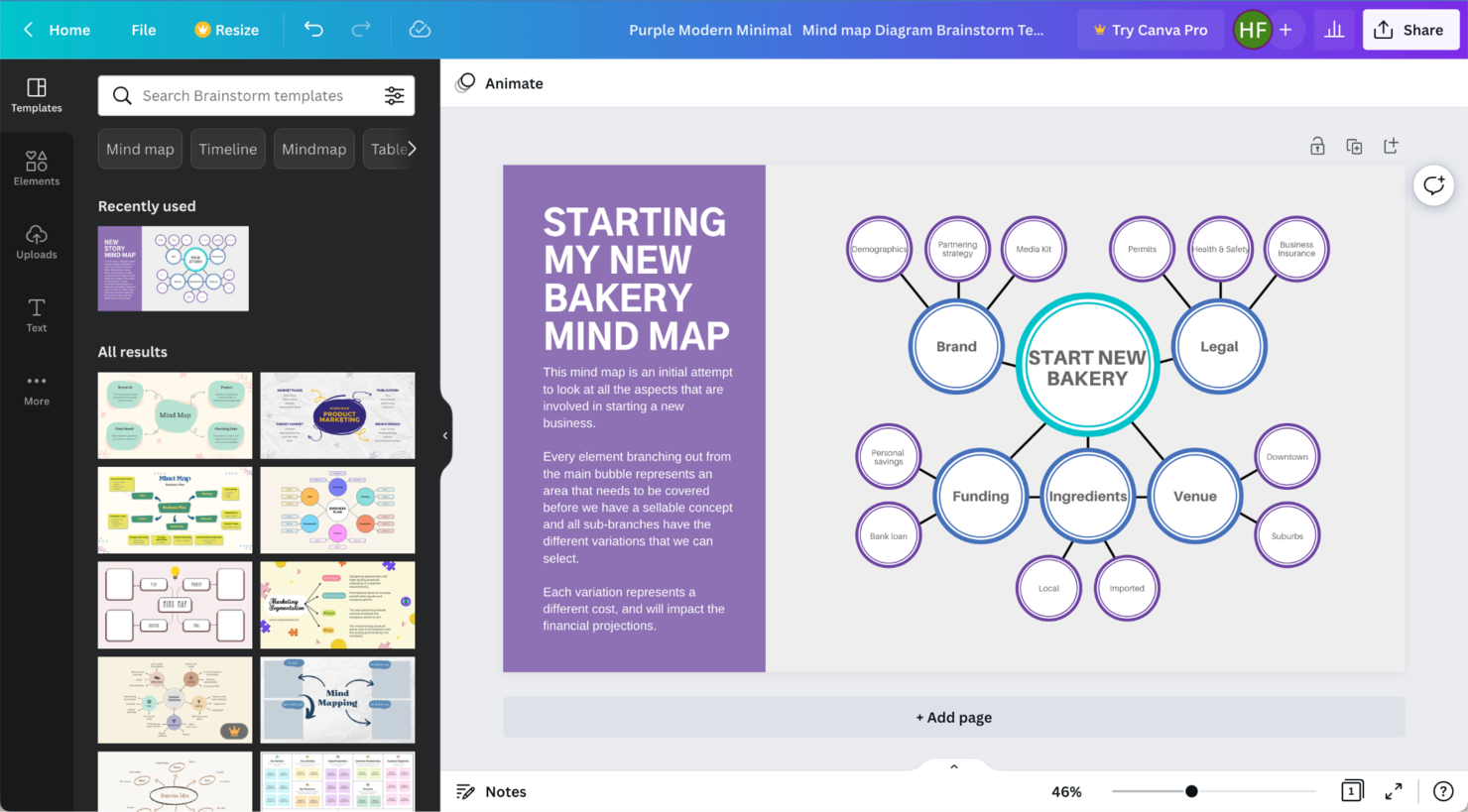Canva screenshot - 10 Best Free Mind Mapping Software In 2022