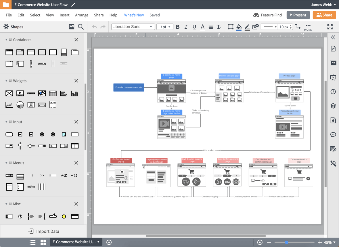 Lucidchart screenshot - Les 5 meilleurs outils de modélisation graphique pour faire des conceptions, des modèles et des prototypes